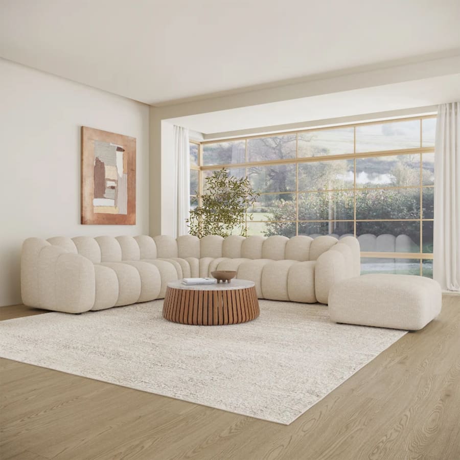 Canapé d'angle réversible en tissu beige